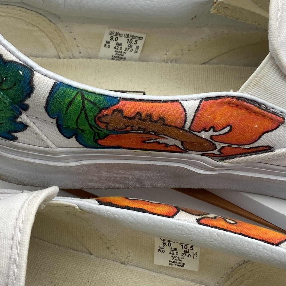 Custom artist design Vans classic slip-on Hawaiian surfboard Beach themed unisex - Picture 10 of 12